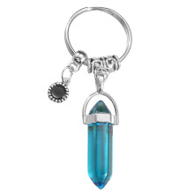 Hexagonal Keychain Chakra Crystals Stone Pendant Keyring