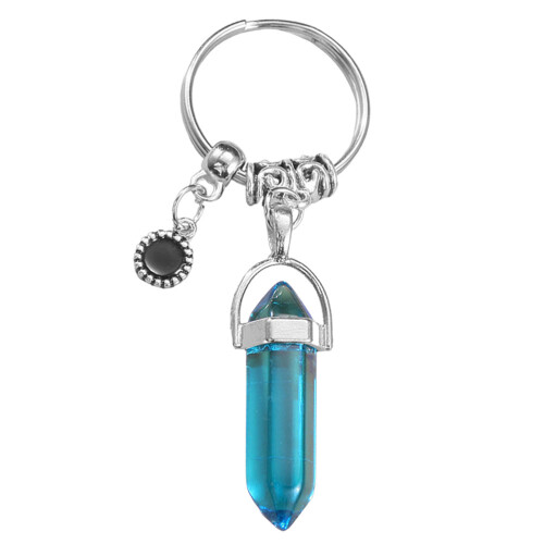 Hexagonal Keychain Chakra Crystals Stone Pendant Keyring
