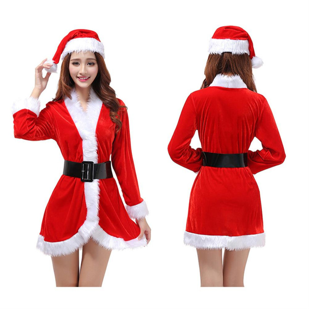 3pcs/set Women Santa Claus Cosplay Coat Christmas Party Costume-image-OPC-PMM25XG-NEW