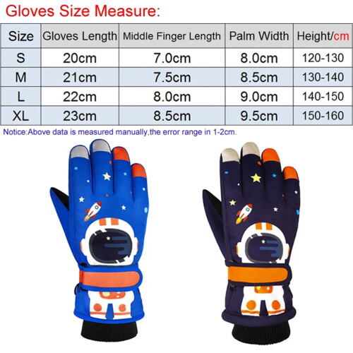 Kids Winter Lined Fleece Snow Mittens Windproof Touch Screen 1