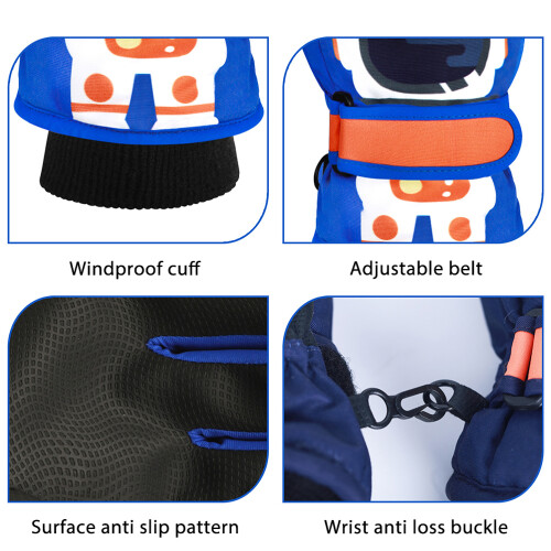 Kids Winter Lined Fleece Snow Mittens Windproof Touch Screen 2