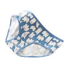 (Blue Bear L) Women Cartoon Cotton Stretch Briefs White Bear XL