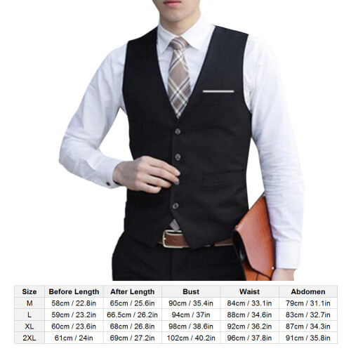 Men Solid Cotton Sleeveless Waistcoat(Black, 2XL) 2
