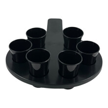 Shot Glass Holder with 6 Black Shot Glasses