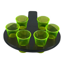 Shot Glass Holder with 6 Yellow Shot Glasses