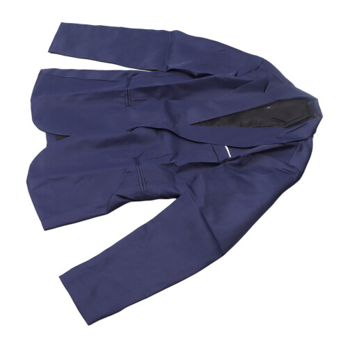 (Navy Blue L) 3 Piece Suit Slimming Wedding Navy Blue L 2