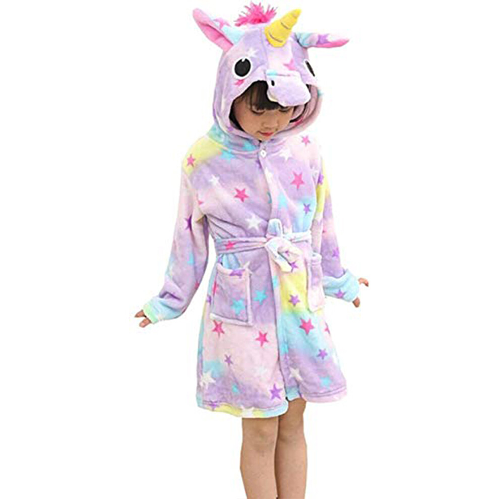 Cartoon Kids Pajamas Hooded Flannel Bathrobe Light