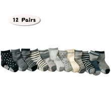 12 Pairs Striped Star Non-Slip Breathable Kids Socks