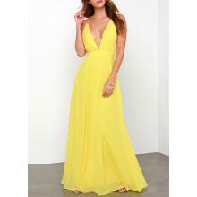 Deep V-neck Crossing Sling Backless Tunic Expansion Dress