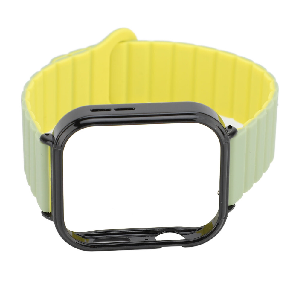 (Greenish Yellow) Silicone Loop Magnetic Watch Band Black Case Quick Release Fit 3 Black,Yellow 448787339775