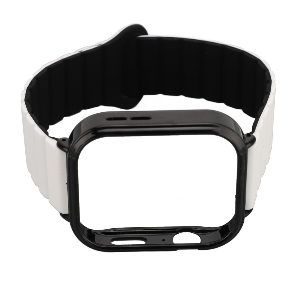 (White Black) Silicone Loop Magnetic Watch Band Black Case Quick Release Fit 3 White,Black 448787339768