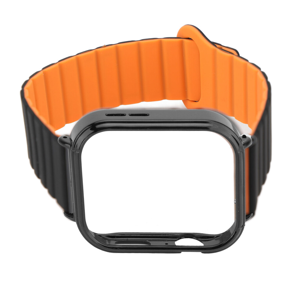 (Black Orange) Silicone Loop Magnetic Watch Band Black Case Quick Release Fit 3 Orange,Black 448787339782