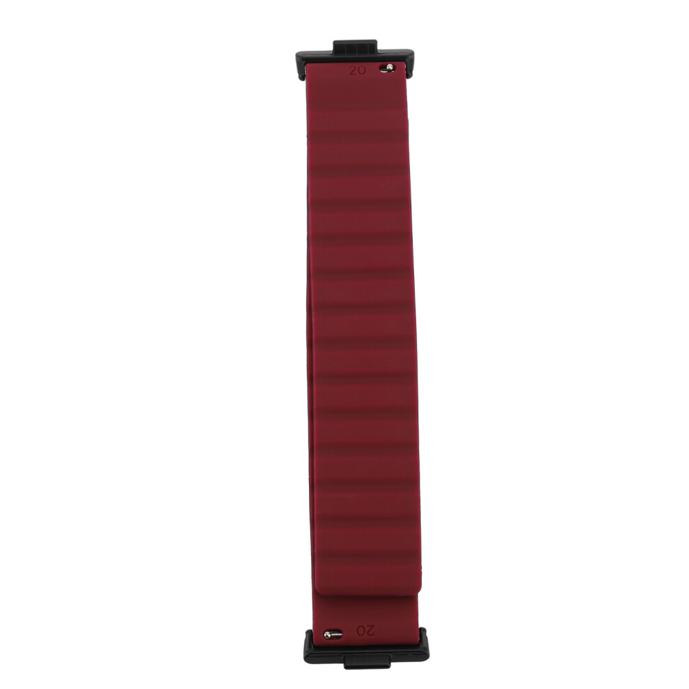 (Black Wine Red) 2Pcs Magnetic Soft Silicone Watch Band For Fit 3 Black Black,Red 448787340863