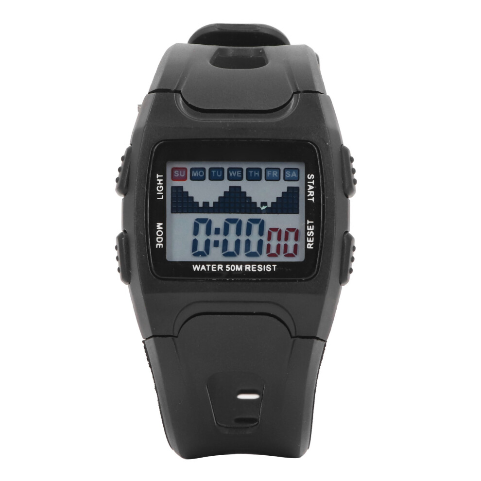 (Black) 50M Waterproof Sports Watch Led Night Light Calendar Alarm Black 448787341280