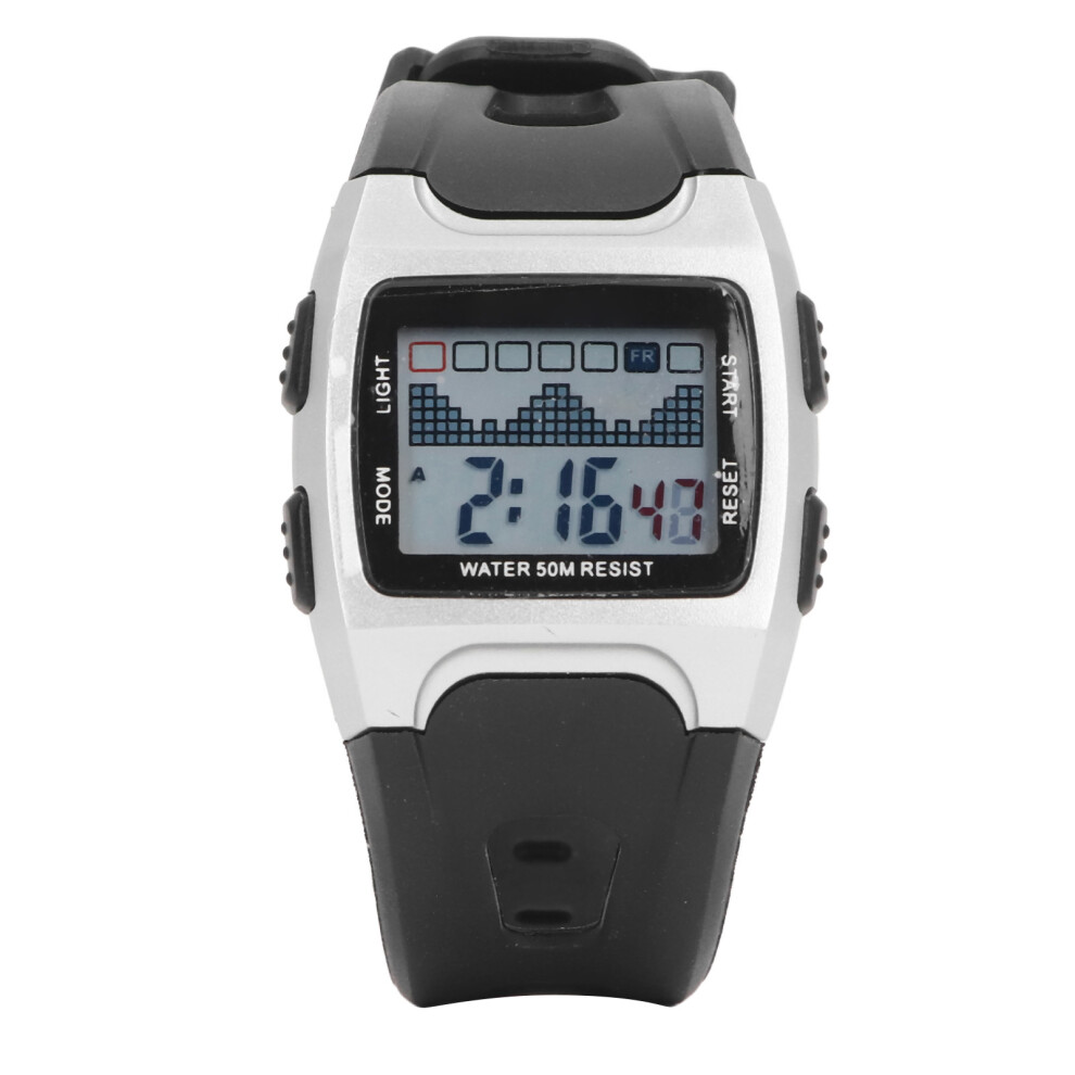 (Silver) 50M Waterproof Sports Watch Led Night Light Calendar Alarm Black Black,Silver 448787341310