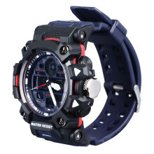 Men Digital Sports Watch Stopwatch Calendar Alarm Dual Time Blue TPU