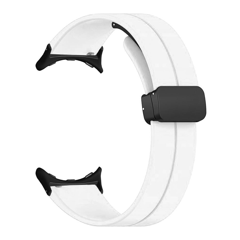 (White) Silicone Watch Band Elastic Smartwatch Strap Magnetic Buckle Pink Pink,White 448787343734