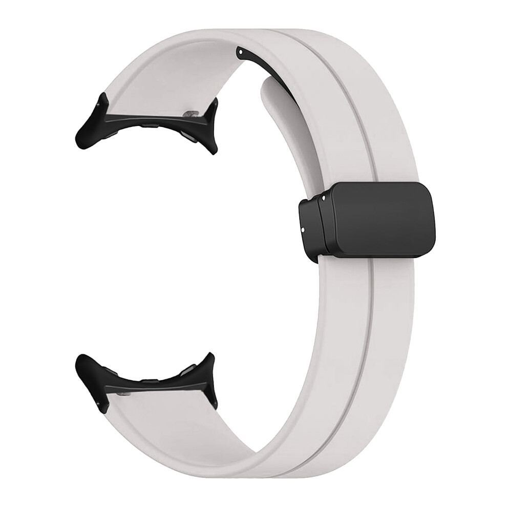 (Vintage White) Silicone Watch Band Elastic Smartwatch Strap Magnetic Buckle Pink Pink,White 448787343727