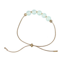 Fake Green Beaded Gold Plated Adjustable Bracelet