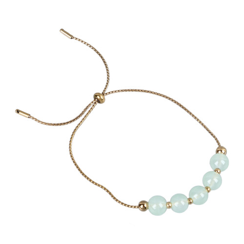 Fake Green Beaded Gold Plated Adjustable Bracelet 1