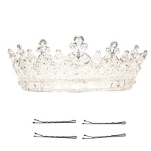 Alloy Crown Headband Metal Hair Accessory with Clips Elegant