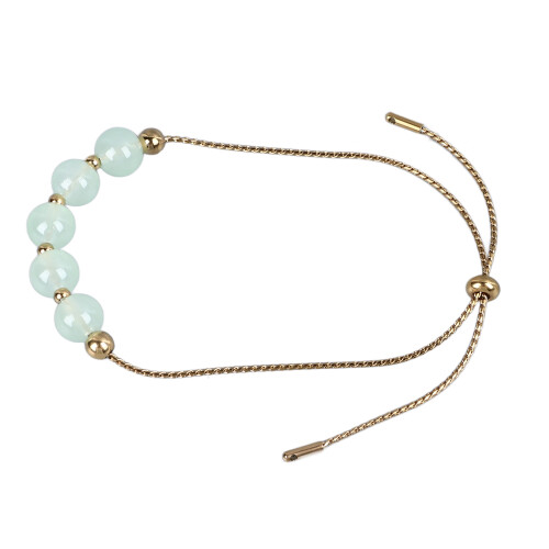 Fake Green Beaded Gold Plated Adjustable Bracelet 2