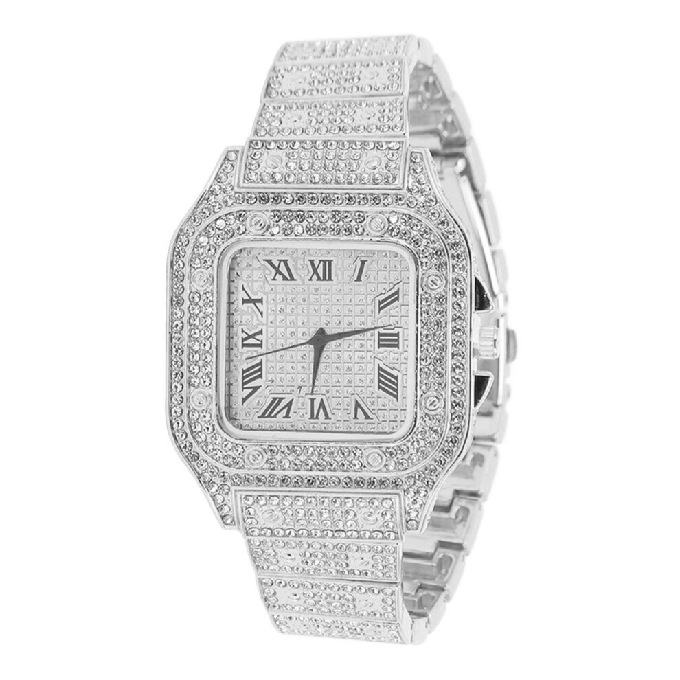 (Silver) Quartz Rhinestone Watch Alloy Golden Accurate Time Business