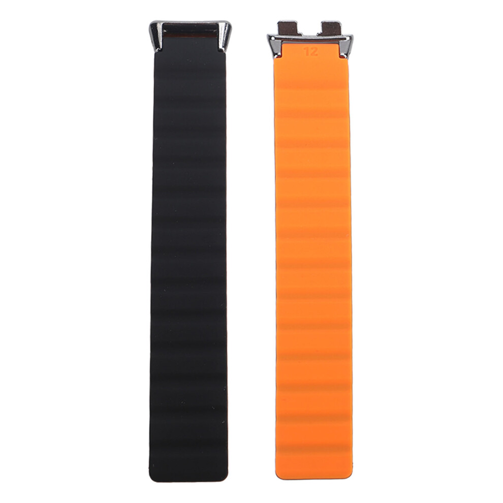 (Black Orange) Silicone Magnetic Watch Band Adjustable Quick Release Black Orange Orange,Black 448787345448