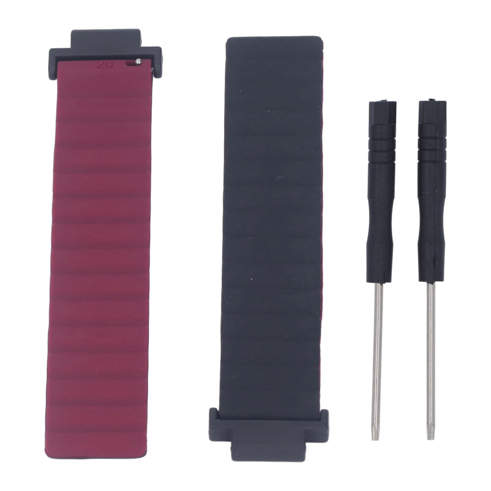(Black Burgundy) Magnetic Silicone Watch Strap For Garmin Forerunner 220 Black Yellow Black,Yellow 448787345738