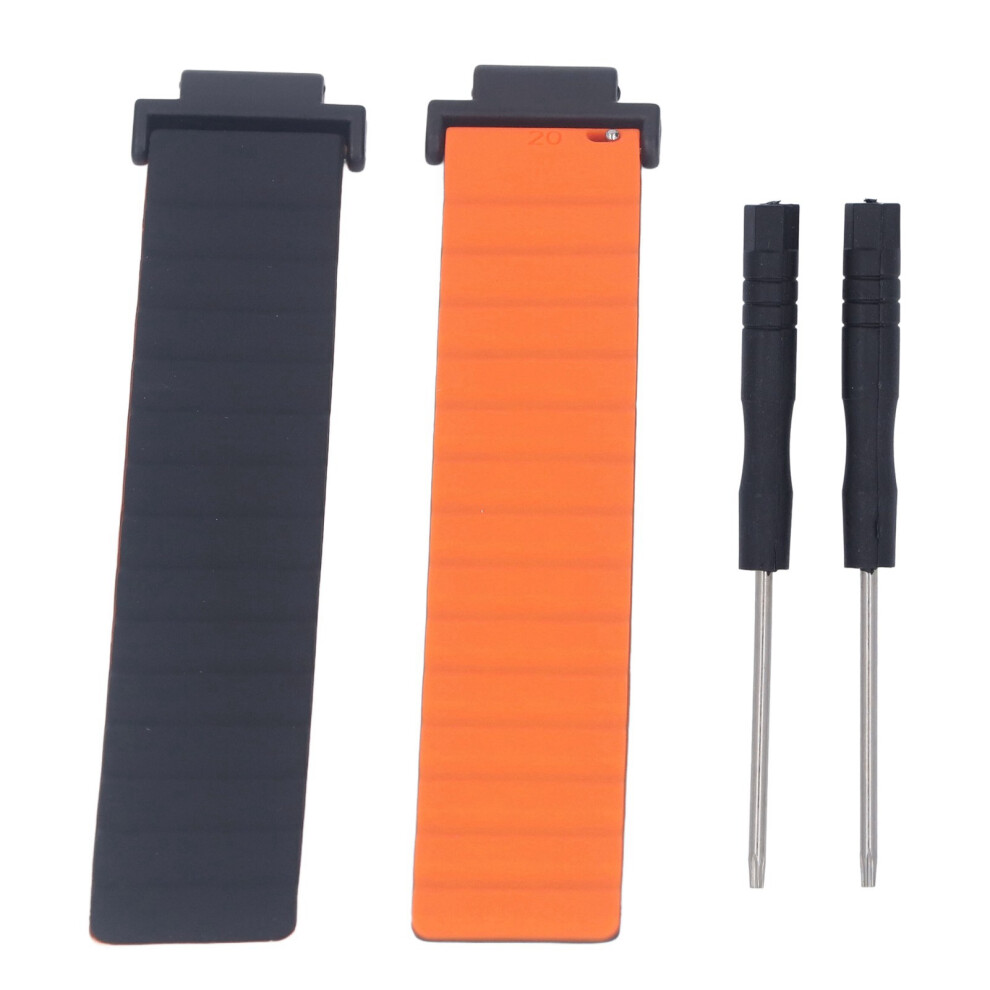 (Black Orange) Magnetic Silicone Watch Strap For Garmin Forerunner 220 Black Yellow Orange,Black,Yellow 448787345707