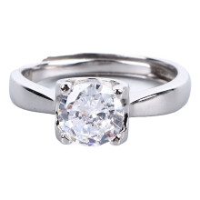 Women PT950 Ring 1CT 4 Prong Rhinestone Engagement Ring for Proposal