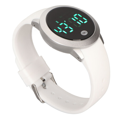 (Silver Shell White Belt Small) Digital Waterproof Touch Screen Watch 12/24h Timer Sports Silver Shell 1
