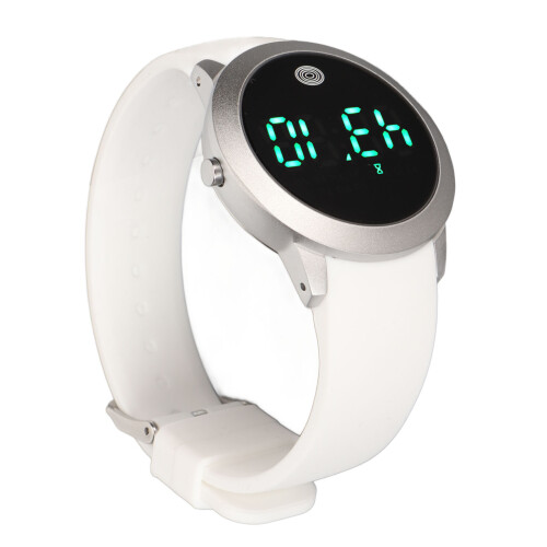 (Silver Shell White Belt Small) Digital Waterproof Touch Screen Watch 12/24h Timer Sports Silver Shell 2