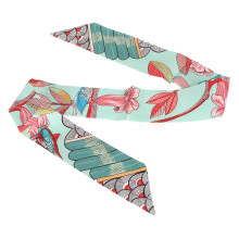 Silk Scarf Light Blue Thin Long Elegant for Women