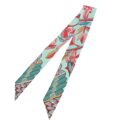 Silk Scarf Light Blue Thin Long Elegant for Women 1