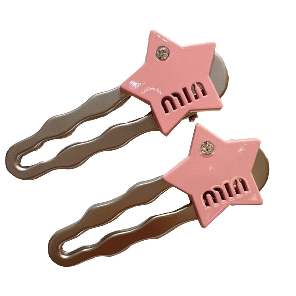 (Pink) Star Wave Hair Clip Rhinestone Pink