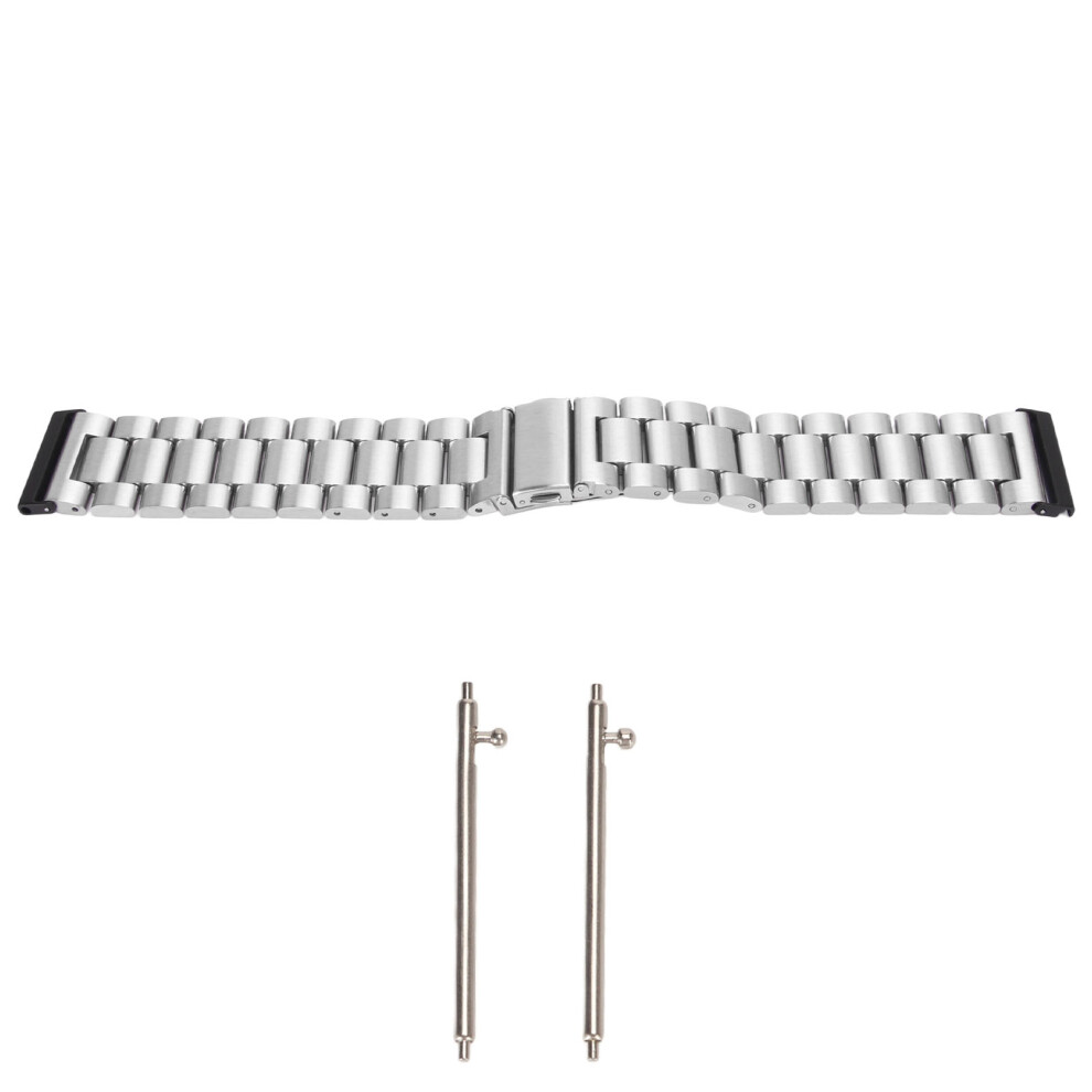 (Silver) Stainless Steel Watch Band 24Mm Adjustable Double Buckle Silver 448787348395