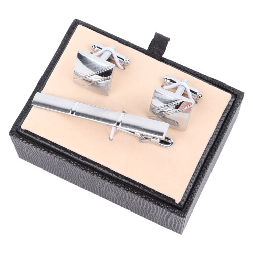 Tie Clips and Cufflinks Set Durable Classic for Men 2