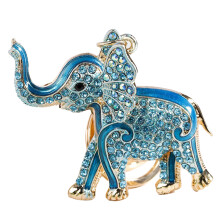(Blue Standard) Cute Elephant Keychain Zinc Alloy Rhinestone Pendant Red