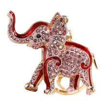 (Red Standard) Cute Elephant Keychain Zinc Alloy Rhinestone Pendant Red