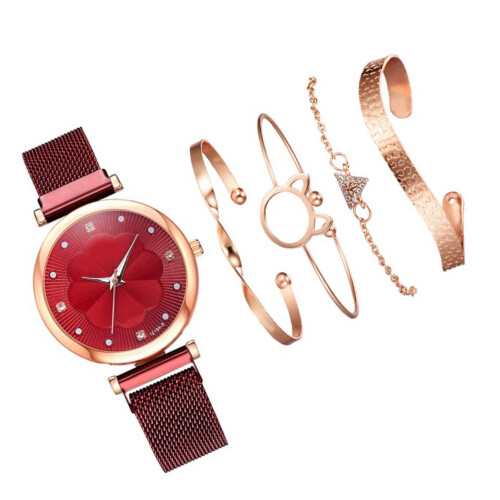 5pcs Bangle Watch Set Quartz Alloy Elegent Jewelry with Box 2