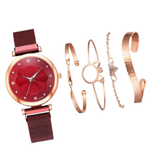 5pcs Bangle Watch Set Quartz Alloy Elegent Jewelry with Box 1