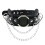 (Black) Double Deck PU Leather Choker Punk Adjustable 46cm Black Necklace 1
