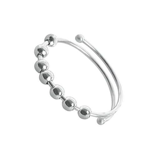 Anxiety Ring Stainless Steel Adjustable Stress Relief Rotatable Beads 2