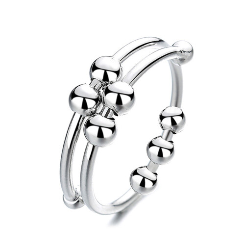 Anxiety Ring Stainless Steel Adjustable Stress Relief Rotatable Beads 1