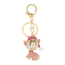 (Pink) Cute Dog Keychain Bling Pink Handbag Pendant