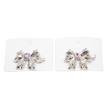 2pcs Silver Metal Hairpin Bowknot Hairgrip Jewelry Cute Hairpin