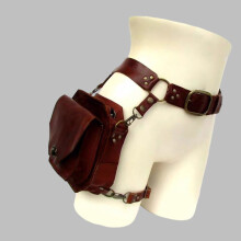 Medieval Waist Belt Drop Leg Bag Leather Waist Bag Motorcycle Waist Bag Brown