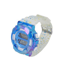 (Dark Blue) Transparent Gradient Strap Sport Digital Watch Boys Girls Purple
