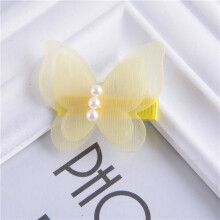 (E2-032 Yellow) Baby Girls Hair Clips Cute Shaped Soft Chiffon Rose Red